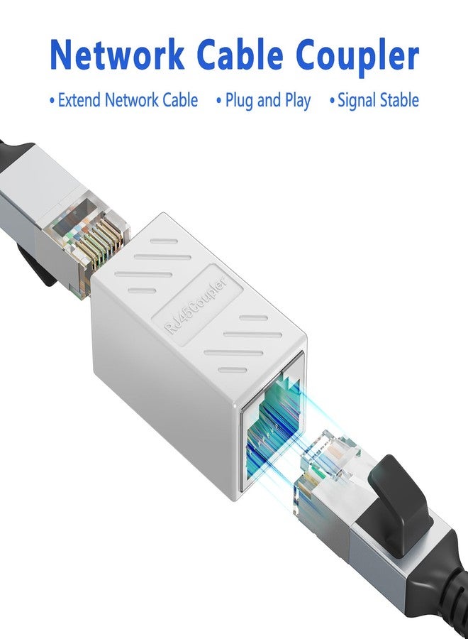 Jadaol RJ45 Coupler [UL Listed], Gold Plated Ethernet Cable Extender with PoE Support, 328ft Long Distance Extend, Female to Female Coupler for Cat8 Cat7 Cat6a Cat6 Cable (White, 2Pack) - Image 2